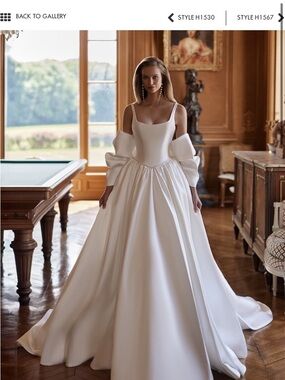 Moonlight Bridal Ivory Satin Ball Gown with Full Skirt